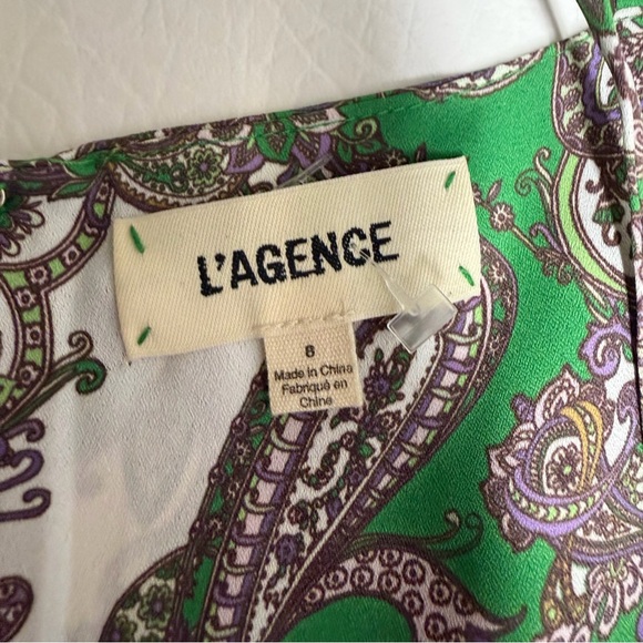 L'AGENCE Green Paisley Cutout Spaghetti-Strap Maxi Dress Sz 8 - Picture 8 of 13